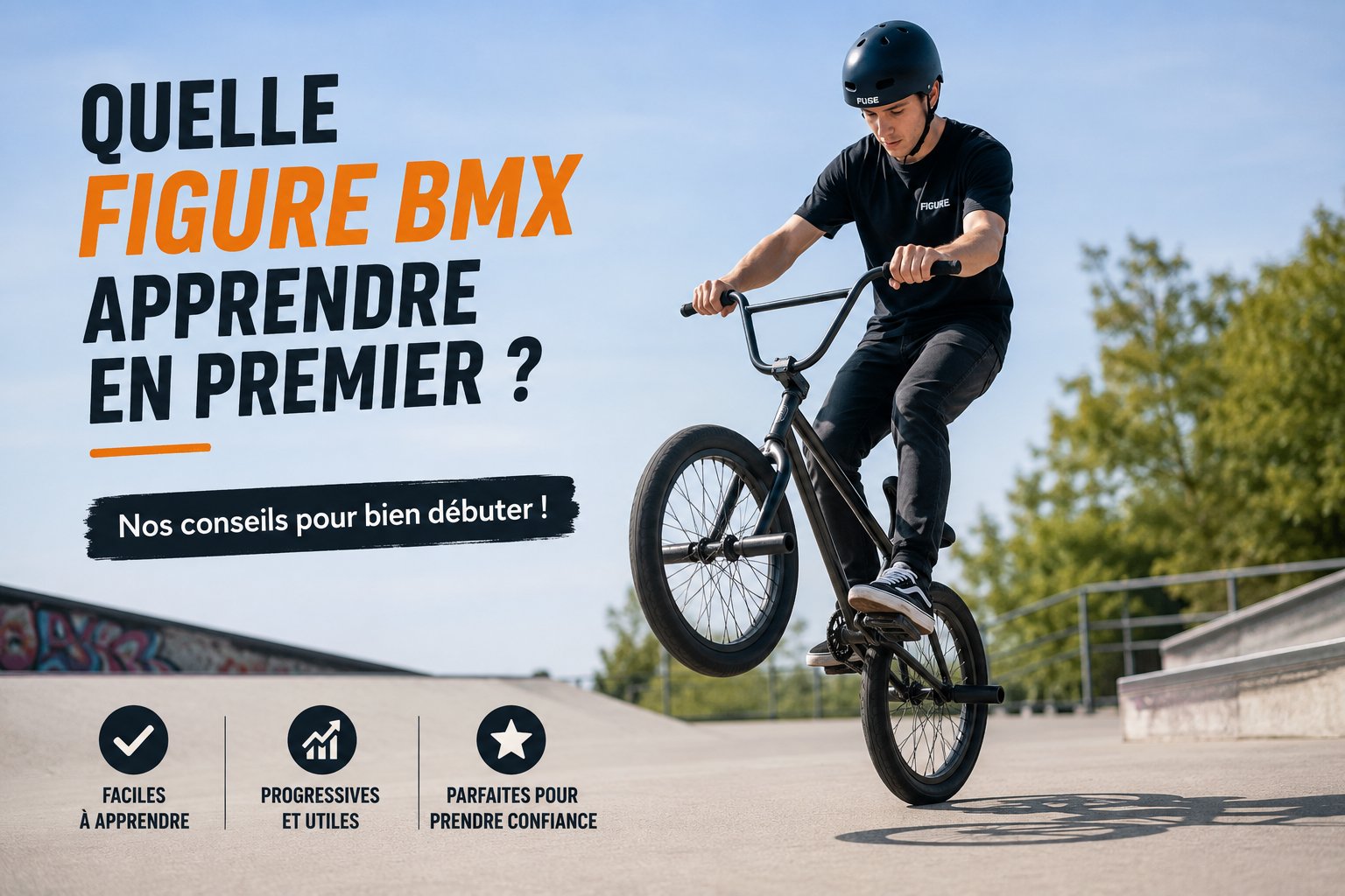 Débutant s'apprêtant à apprendre sa première figure bmx