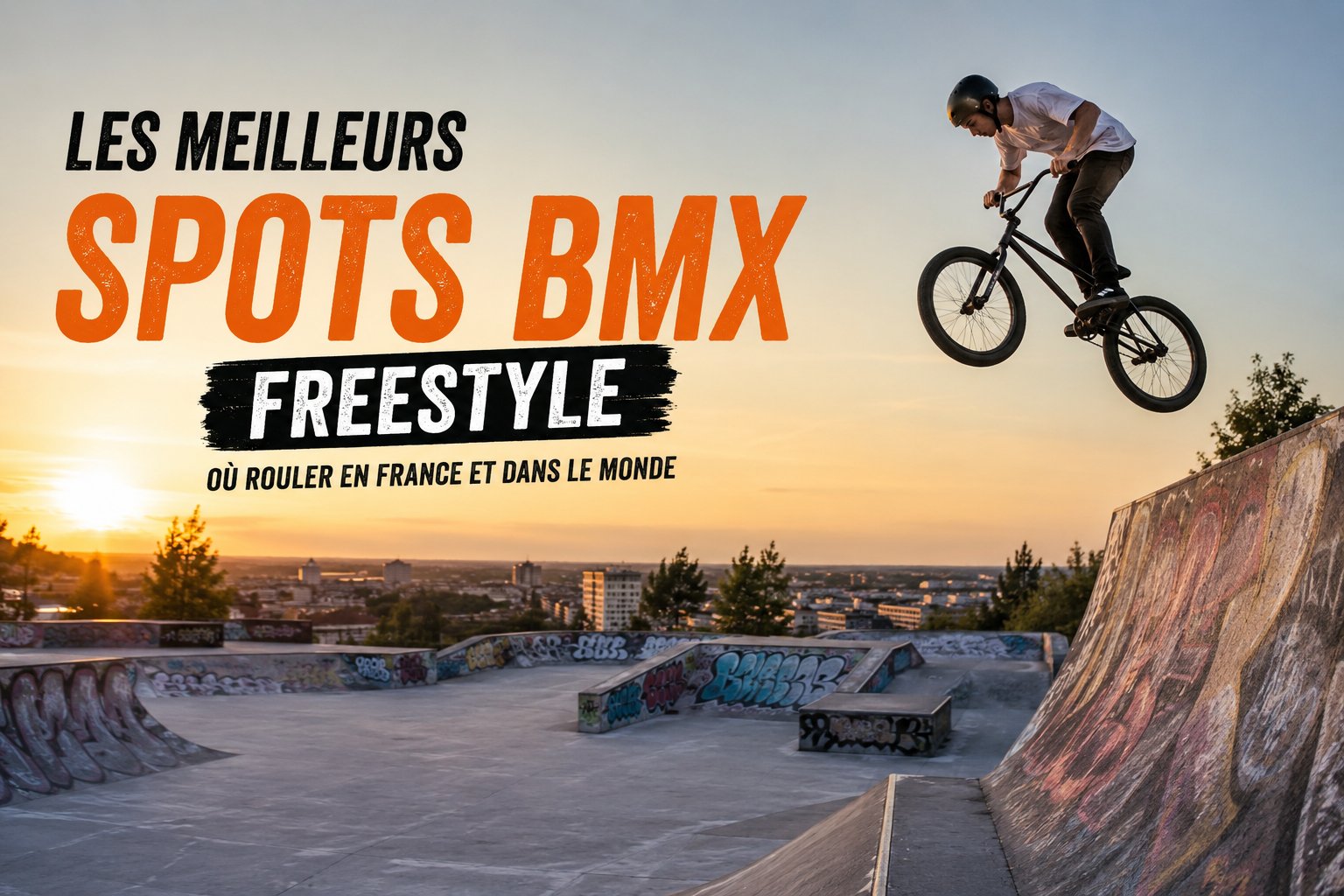 Rider pratiquant le bmx freestyle sur un spot